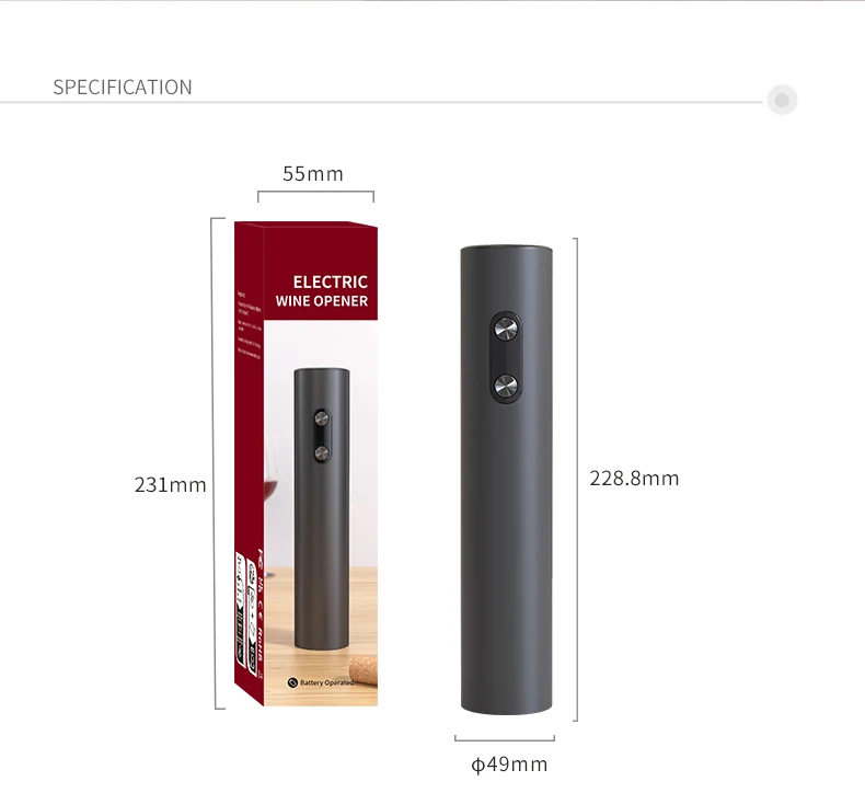 Description Picture 3 of itemElectric Wine Opener Set Automatic Corkscrew with Aerator Pourer and Foil Cutter for Kitchen Bar Party Gifts