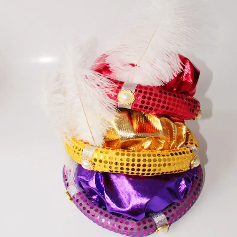 아랍 인도 Pleated Turban for Head Wrap 할로윈 알라딘 모자 가장 무도회 어린이 파티 모자 테마 파티 소품 모자