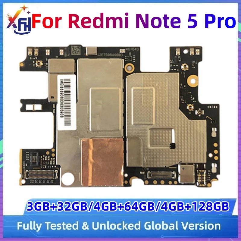 

Материнская плата МБ для Xiaomi Redmi Note 5 Pro, 128 ГБ ПЗУ, оригинальная логическая плата, с процессором Snapdragon 636