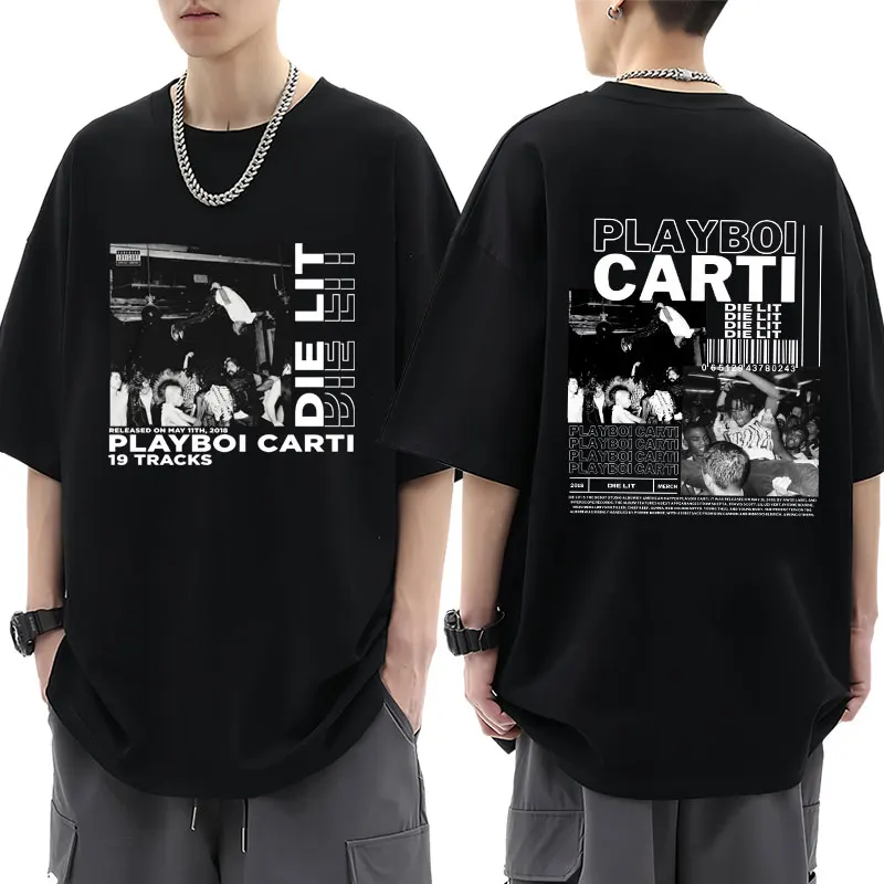 

Rapper Playboi Carti Music Album Die Lit Print T-Shirt Men's Hip Hop Style T Shirt Fashion Gothic Short Sleeve Cotton Streetwear