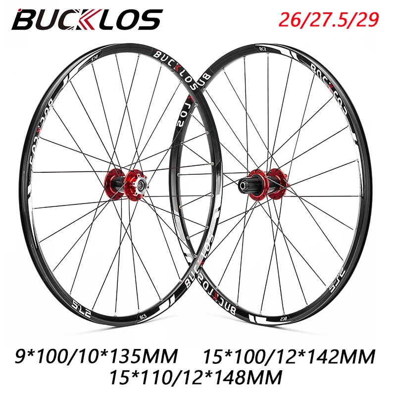 

BUCKLOS MTB Wheelset 26/27.5/29 Aluminum Alloy Mountain Bike Wheelset QR TA MTB Bicycle Wheels Rim 135/142/148MM Bike Part