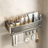 Aluminum Bathroom Shelves Wall Towel Rack Mounted Shower Caddy With No Drilling Design For Toiletries And Bathroom Accessories 4