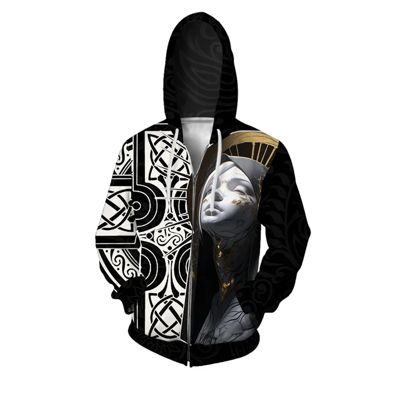 Sudadera con capucha Hellhound con estampado 3D para hombre, sudadera con gráfico de Monster Girl Wolf, sudadera de ocio de gran tamaño con cremallera, sudaderas con capucha de manga larga