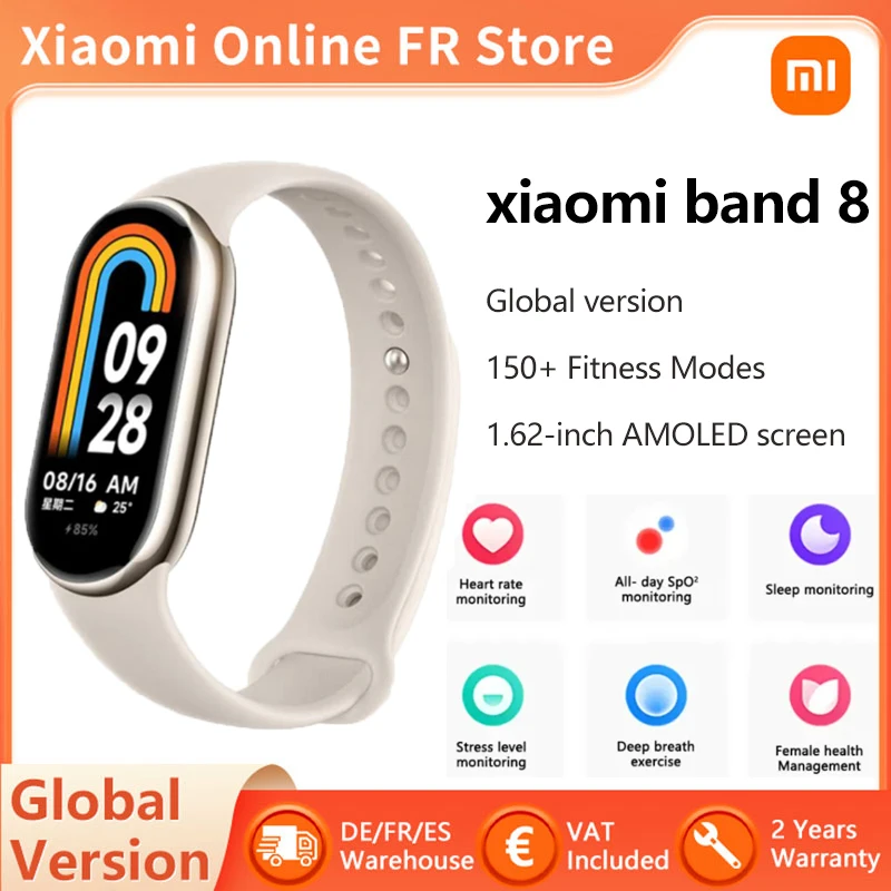 Versione Globale Xiaomi Mi Band 8 Smart Amoled Screen Bluetooth 5.1 Blood Oxygen Fitness Traker 150 + Modalità Sportive
