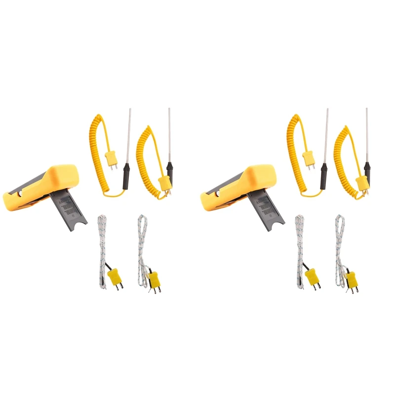 

2X Digital K-Type Thermocouple Thermometer (-50-1300°C) With Dual Channels 4 Probes Handheld High Temperature