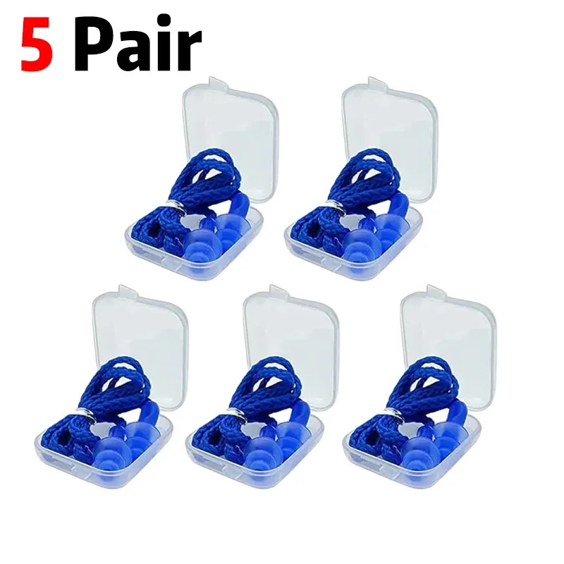 Reusable Silicone Corded Ear Plugs with Noise-Cancelling Earbuds for Sleeping, Studying, and Swimming