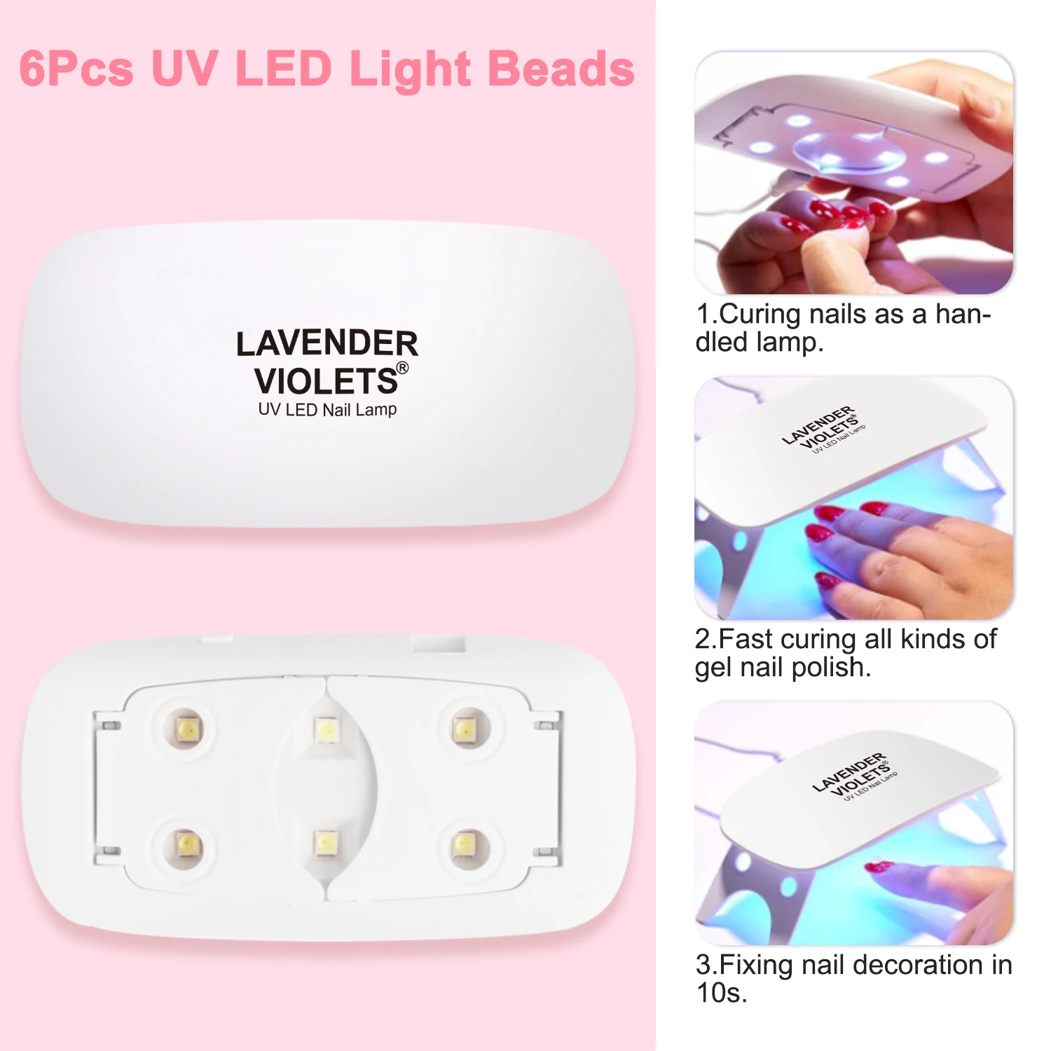 Mini 6W UV LED Lamp 2 Timer Setting USB Foldable Nail Dryer for Gel Polish Polygel Manicure 6