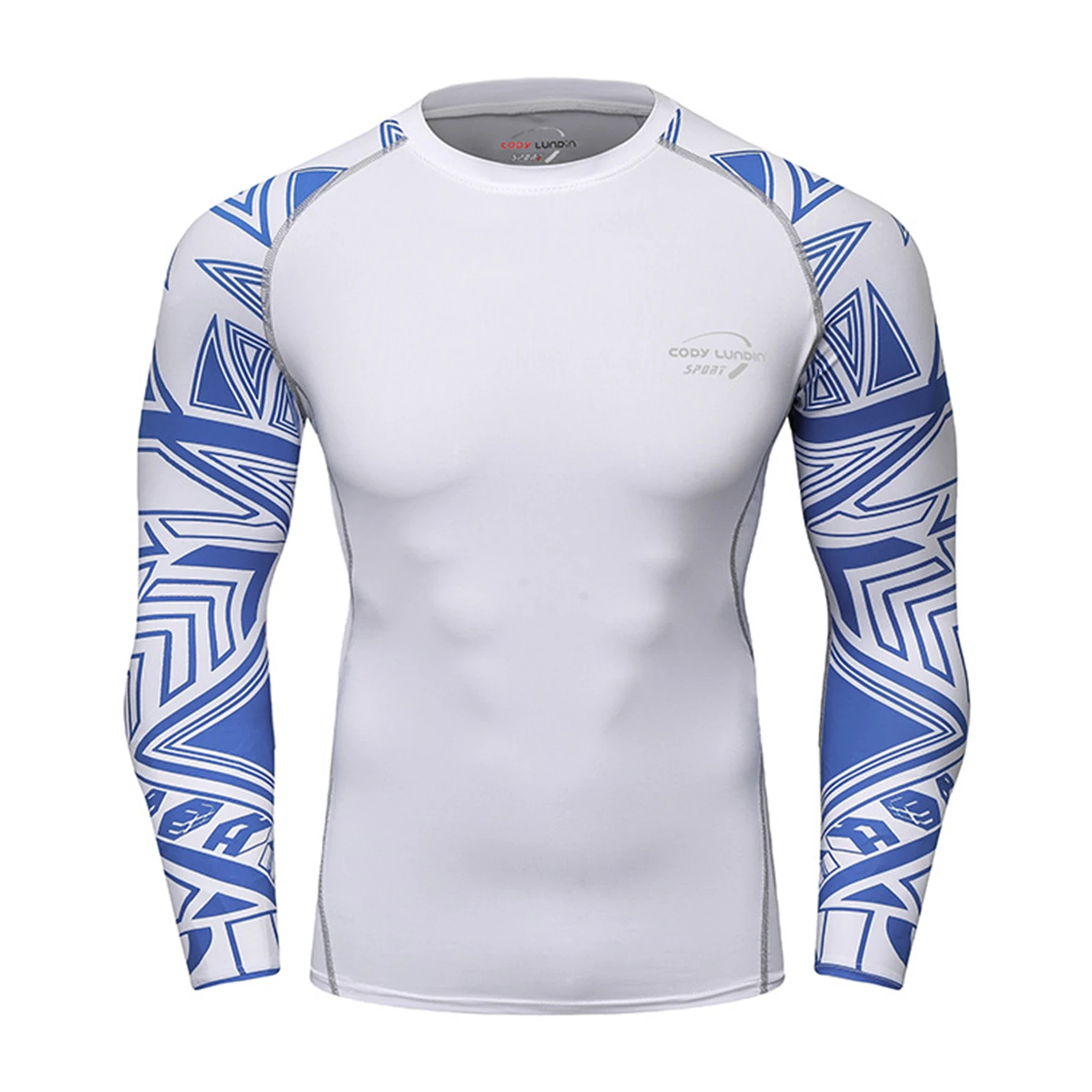 Men Compression T-Shirt Sport Swim Shirts Long Sleeve Quick Dry