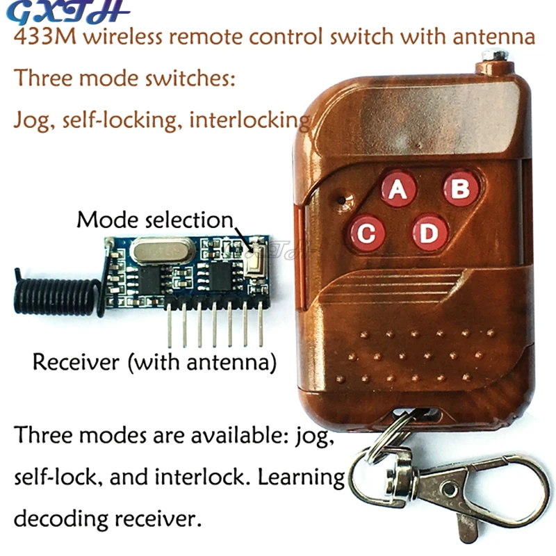 433MHz Wireless Remote Control Switch With Antenna Motor Remote Controller Transmitter And Receiver 433M image_1