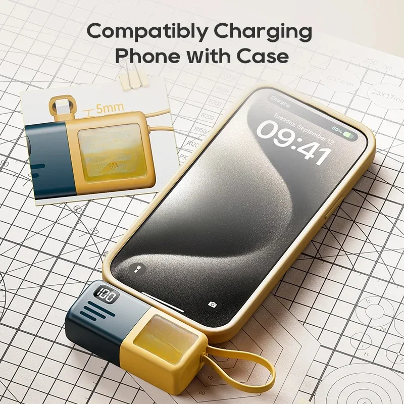 5000mAh For iPhone Batterie Externe Portable Charger For Xiaomi Mini Power Bank With Type-C Cable Fast Charging Power Bank 6