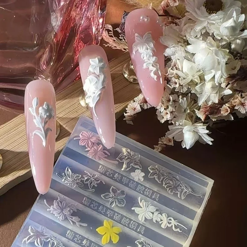 1개 네일아트 몰드 아이스 플라워 아크릴 몰드 은방울꽃 네일아트 데코레이션 네일 DIY 디자인 실리콘 네일아트 네일 몰드