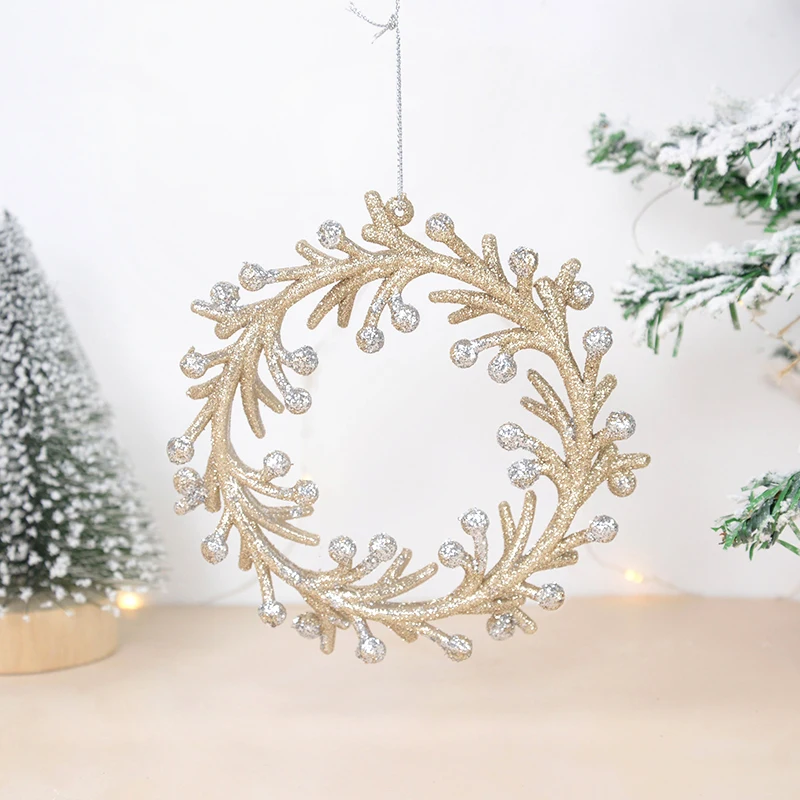 Christmas Tree Oranments Glitter Snowflake Xmas Tree Wreath Hanging Pendants for Merry Christmas Decoration Happy New Year Gifts