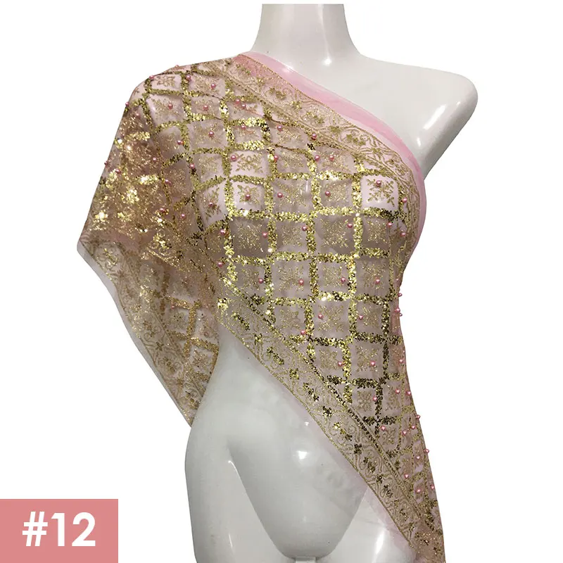 Thai Traditional Costume Women Beads Lace Shawl Glitter Scarf Mesh Wrap Cape Girls Southeast Ethnic Holiday Travel Wrap Scarf