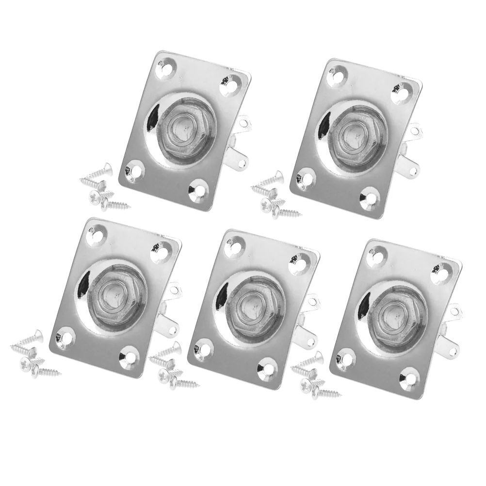 

5 Pcs Guitar Pickup Jack for Plug Socket Jacks Electric Bass Output Plate Jackplate