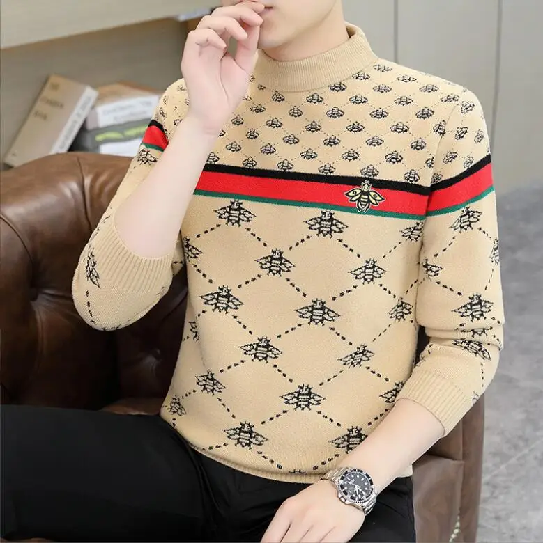 

2023 New Winter Casual Thick Warm Sweater Men Knitted Pullover Top Quality Mens Handsome Fashion Cashmere Knitwear Male Clothing