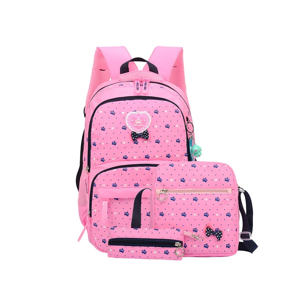 New Backpack for Girls Teens 3PCs Set Waterproof Large Capacity Blue Pink Purple Black Schoolbag for Student Back to School Gift