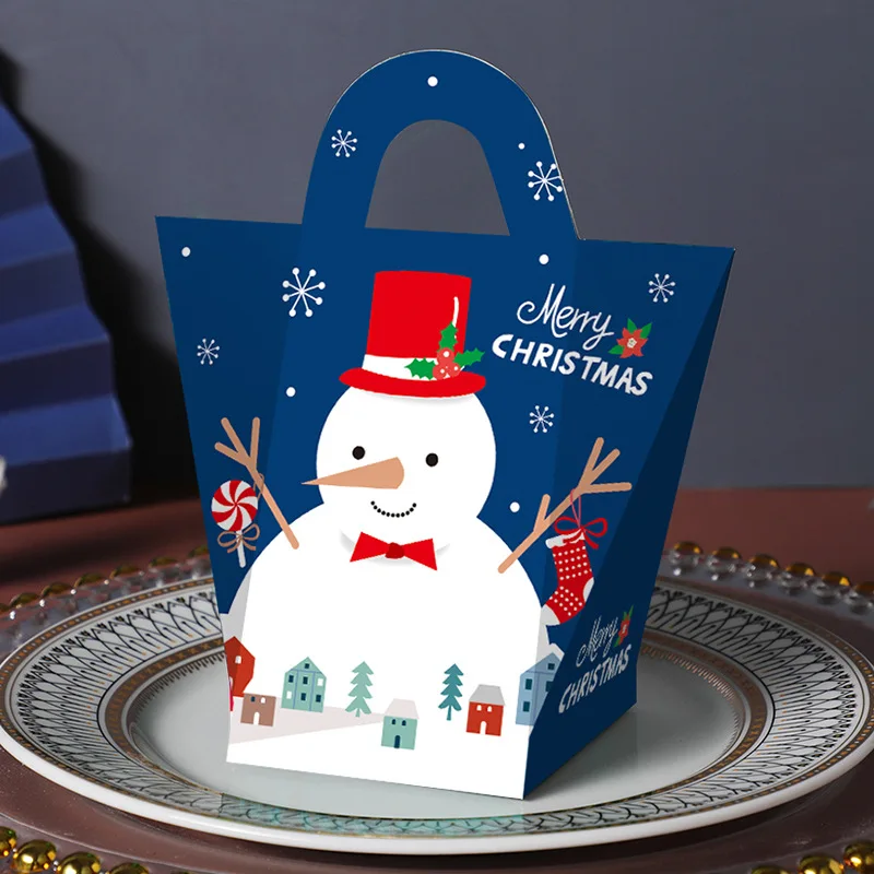 Christmas Eve Candy Box Portable Favor Gift Box Cartoon Holiday Packaging Bags Merry Xmas New Year Party Supplies