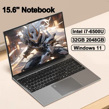 15.6"Ultra Slim Laptop 32GB RAM 2048GB SSD Intel Core i7-6500U Notebook Gamer 1920*1080 Display Office Study Computer Windows 11