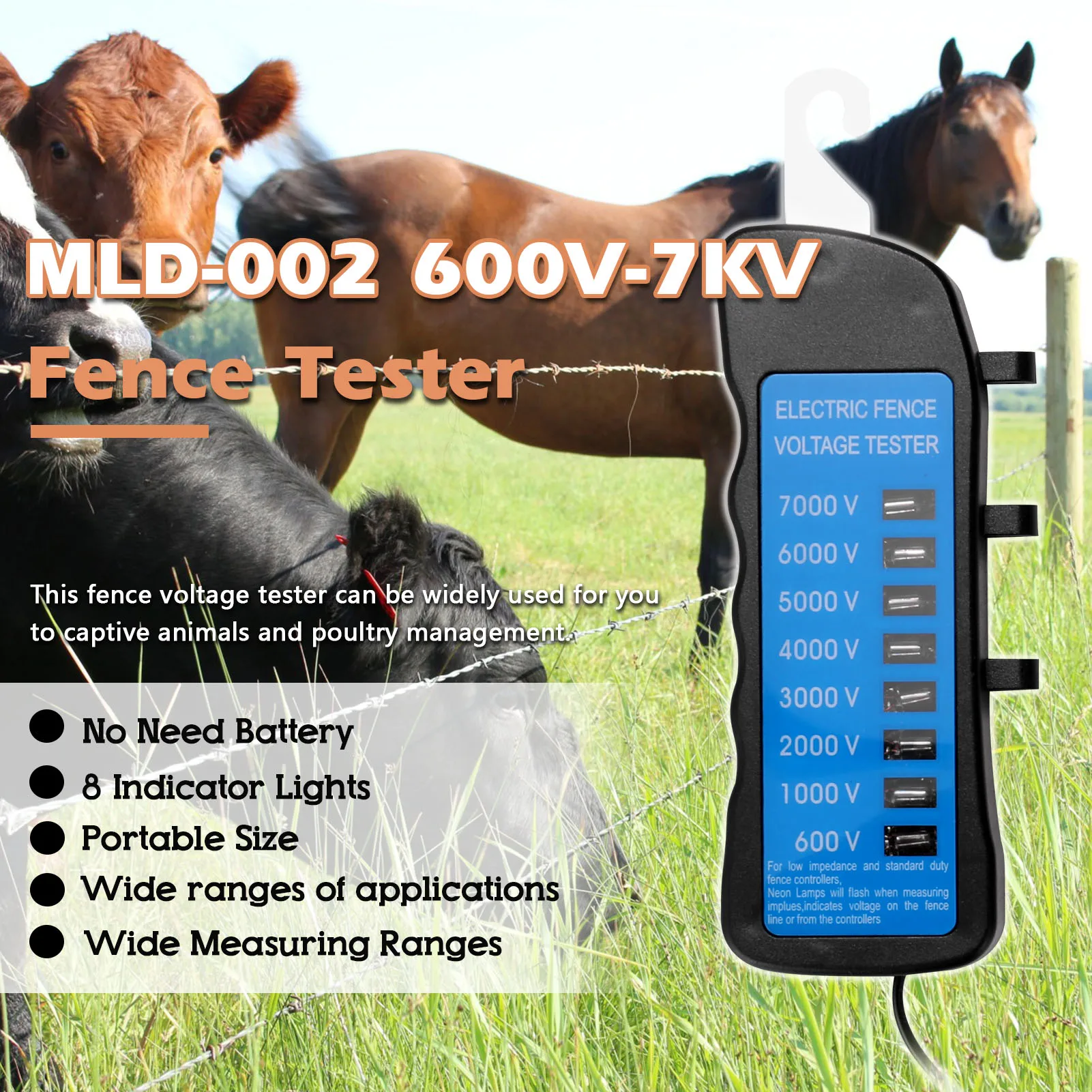 MLD002600V7KVFenceTesterHomeGardenHorseLivestockElectric