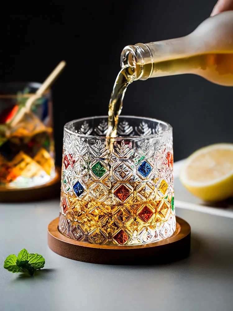 

Exquisite Rotating Base Tumbler Shake Decompress Cup Crystal Tumbler Whiskey Wine Beer Glass Senior Sense Arts and Crafts Gift