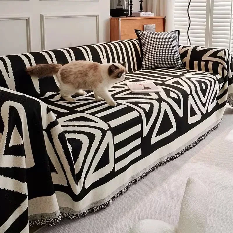 

Nordic Tassel Throw Blanket Full Four Season Cotton Sofa Cover Towel Dust Anti-cat Scratch Protection Covers Sofa Blanket Carpet