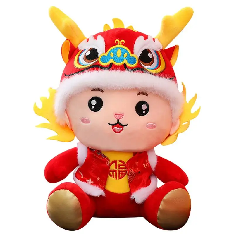 

2024 New Year Chinese Zodiac Dragon Plush Toy Cute Stuffed Mascot Plushies Doll Soft Pillow For Kids New Years Decor