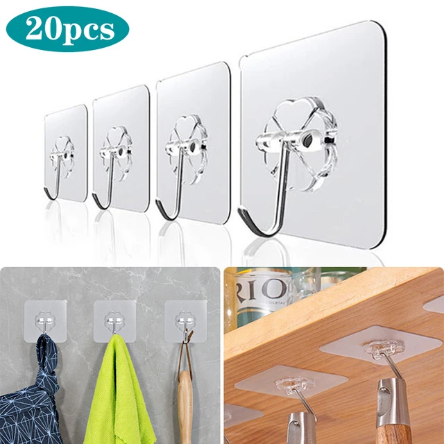 Gancho adhesivo fuerte para puerta y pared, colgador blanco autoadhesivo  para cocina y baño, 6 uds. - AliExpress