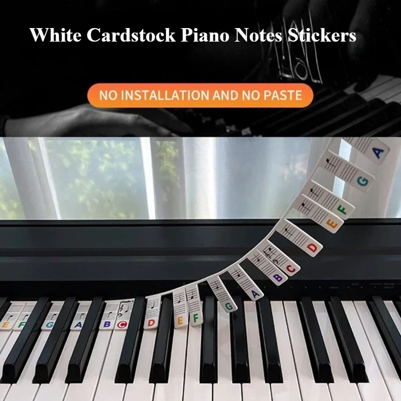 88 Key Piano Keyboard Stickers, Removable Keyboard Note Labels, Beginner Piano Note Learning Guide Accessories piano keyboard labels