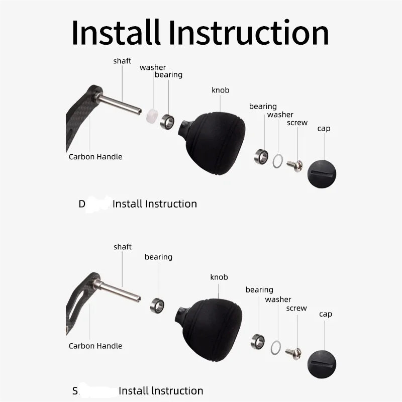 Kawa 1pc Fishing Reel Handke Knob EVA Materail 35mm Weight 13g/pc Include 2pcs Bearings Washers Reel Accessory For Handle DIY