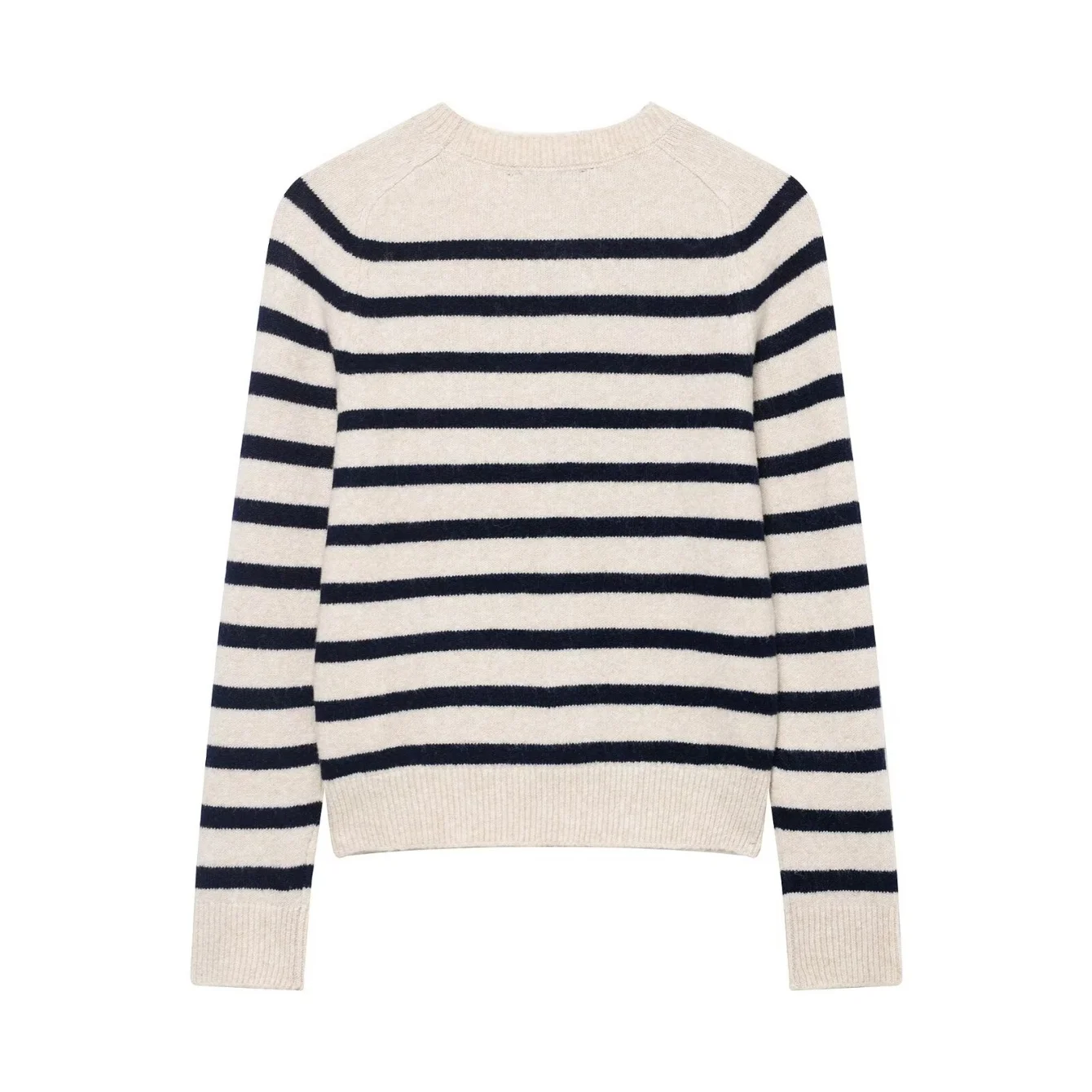 Women's Spring Autumn New Casual Stripe Sweater Female O-Neck Slim Fit Elegant Commuter Pullover Street Long Sleeve Knitted Top
