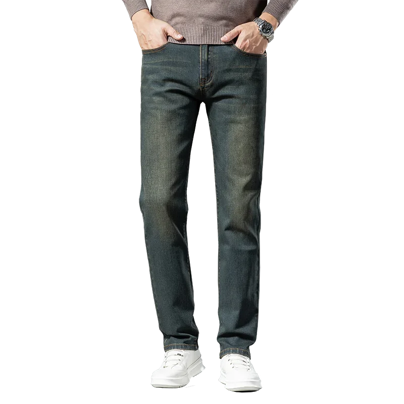 Sulee Premium Jeans Men's Autumn 2023 New Elastic High End Business Casual Old Vintage Straight Leg Jeans 5