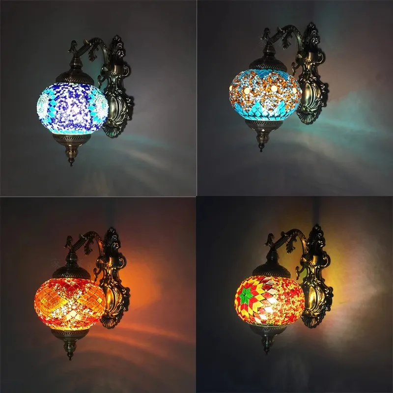 

Mediterranean Creative Handmade Crystal Lamparas Retro Wall Lamp Home Decor for Bar Cafe Dinning Room Corridor Lightings Fixture