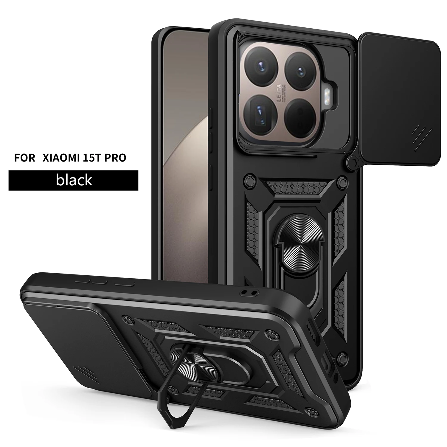 Armored Protective Phone Case with Magnetic Ring and Camera Protection