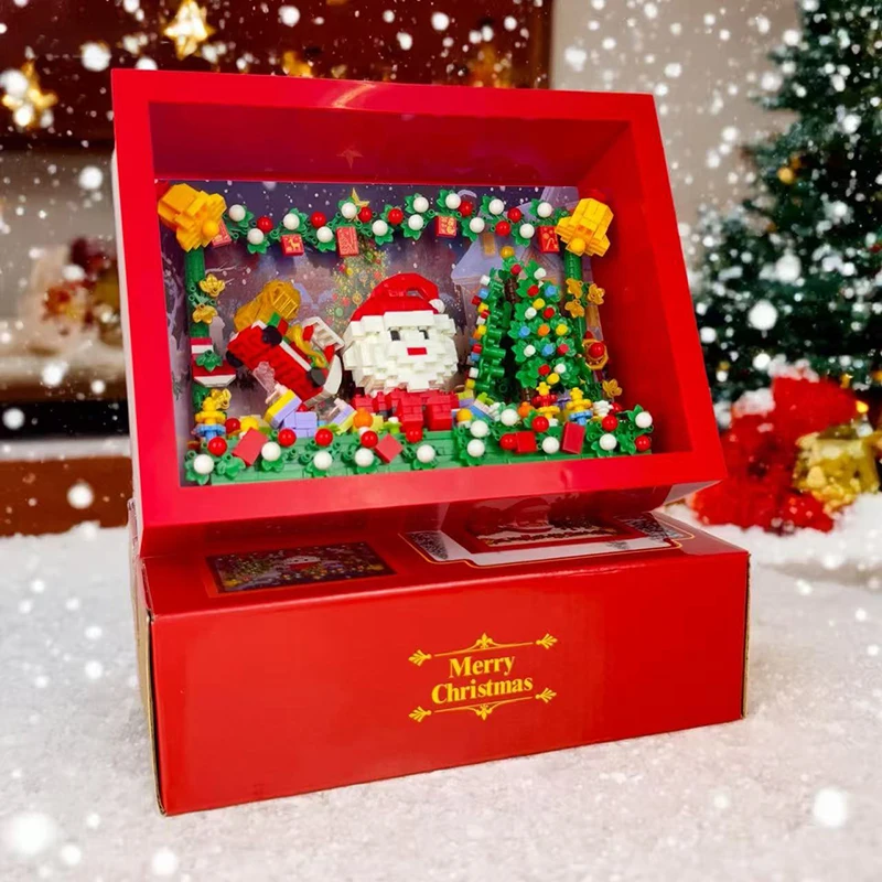 Christmas Building Blocks Decorations Creative 3D Display Models Mini Bricks Santa Claus Christmas Gifts Toys For Childrens