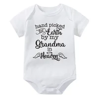 Cotton Baby Bodysuits Newborn Jumpsuit Hand Picked For Earth By My Grandma/Grandpa In Heaven Short Sleeve Summer Baby Outfits 4