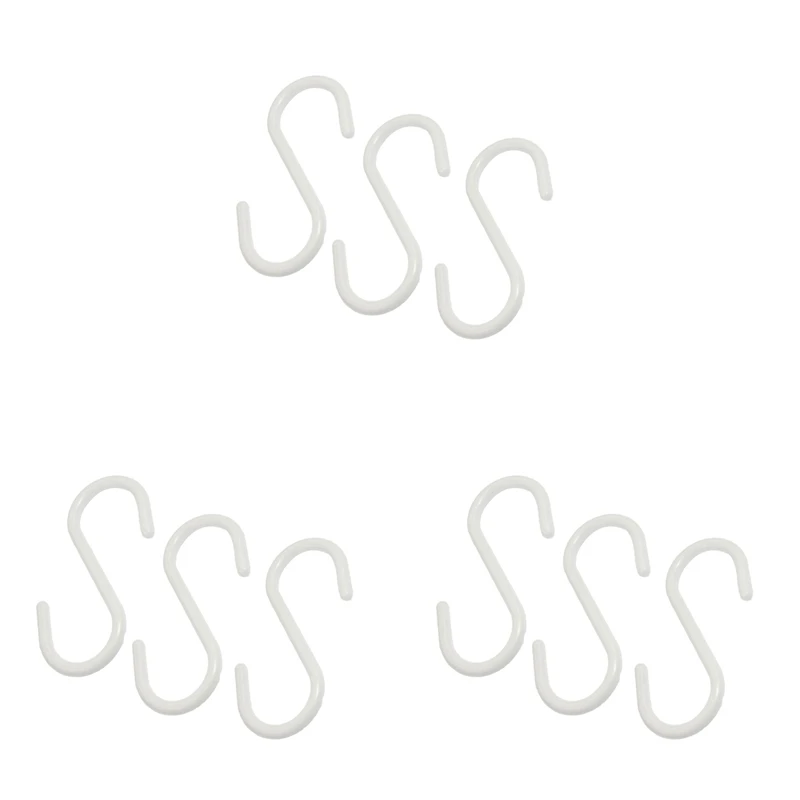 

9 Pcs White Plastic S Shaped Hanging Hooks Scarf Apparel Hangers