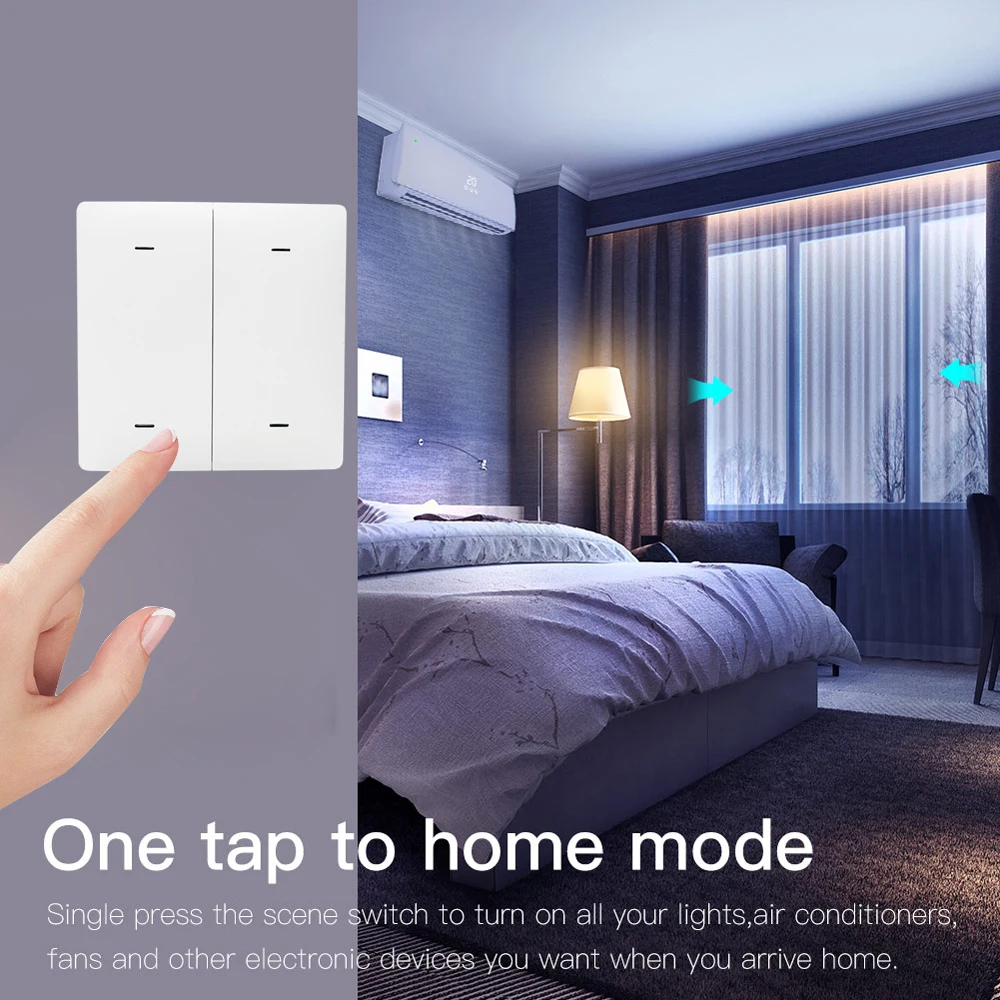 Фото Беспроводной кнопочный переключатель Tuya Smart ZigBee, контроллер с дистанционным регулятором яркости для автоматизации дома, клавиш №5