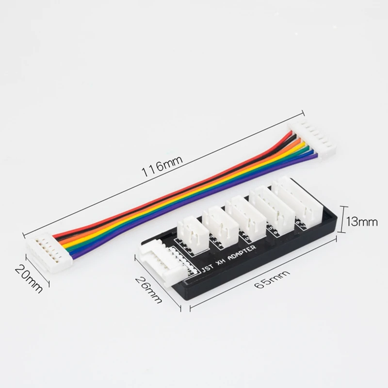 Deux adaptateurs de charge XH pour batteries LiPo 2-6S, câbles rouges et noirs, fond blanc