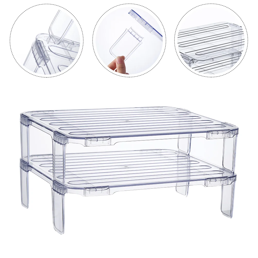 

Storage Shelf Fridge Organizer Rack Racks Clear Container Stackable Refrigerator Cabinet Freezer Plates Clear