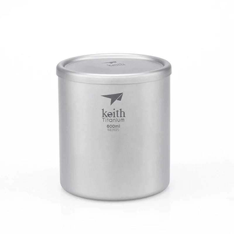 

Keith 600ml Titanium Mug Bacteriostatic Titanium Drinkware Double Wall Cups Tea Coffee Mugs Outdoor Camping Travel Cup Ti3307