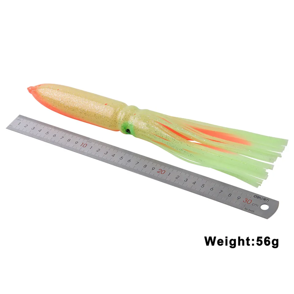 ANCLLO 30 esche morbide multicolore per polipo, con gonna a forma di calamari, esche per pesca a traina in acqua salata