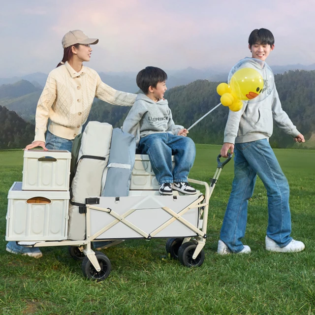 Kültéri Kemping Összecsukható Kocsi Repülőgép Kerekes Kézi Tolófutó Húzó Rúd Hátsó Kis - Image 6