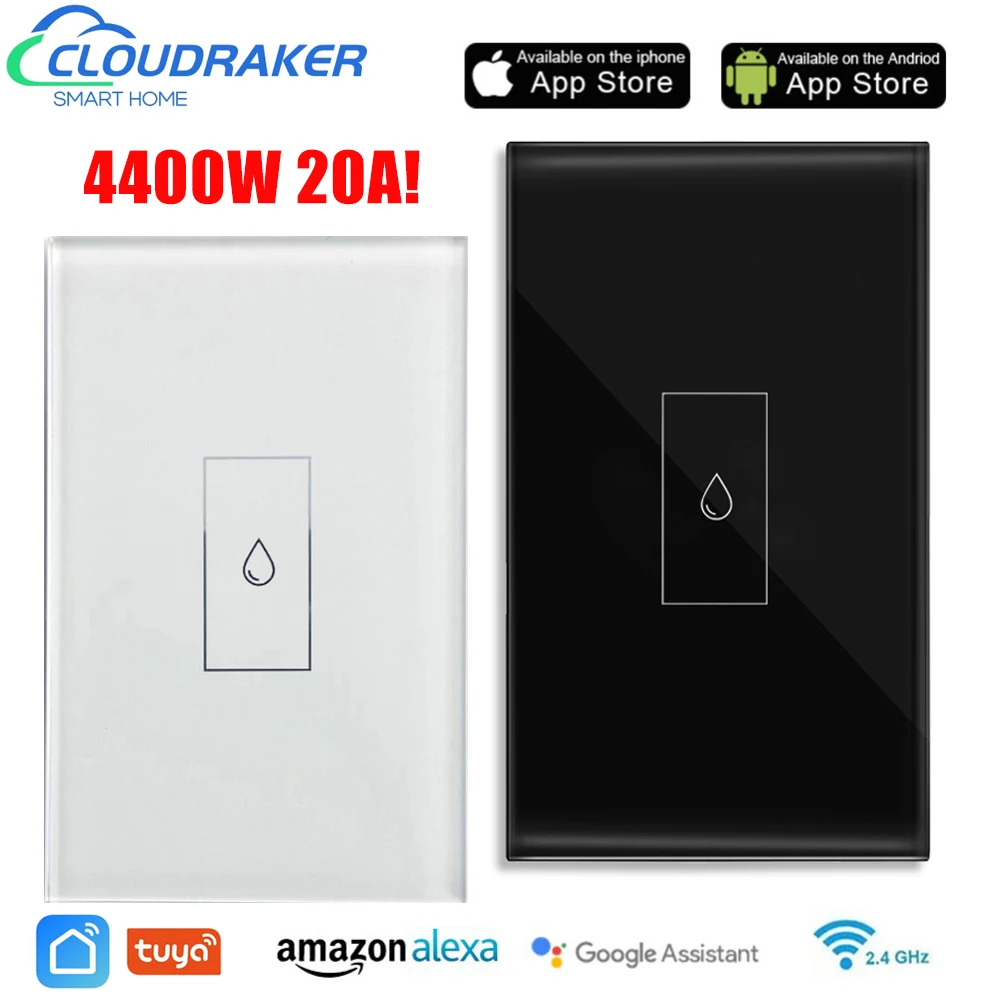 Tuya US Wifi Boiler Smart Switch 20A 4400w with Timer Function Water Heater Switch Work For DIY Alexa Google Home tuya smart wifi touch light switch neutral wire required wall switch eu 1 2 3 gang work with alexa google home no hub required