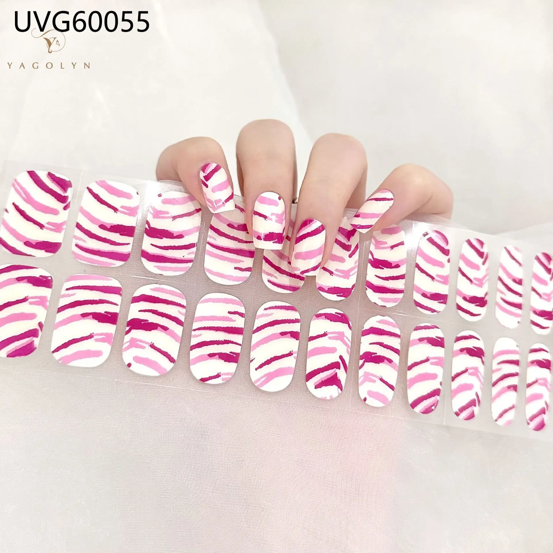 22Tips French Pink Side Semi Cured Gel Nails Wraps Adhesive Waterproof Long Lasting Gel Nail Stickers Harden In UV Lamp Need 5