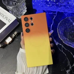 Magnetic Wireless Charging Gradient Case - Liquid Silicone Cover with MagSafe Compatibility for S22Plus (Orange Yellow)