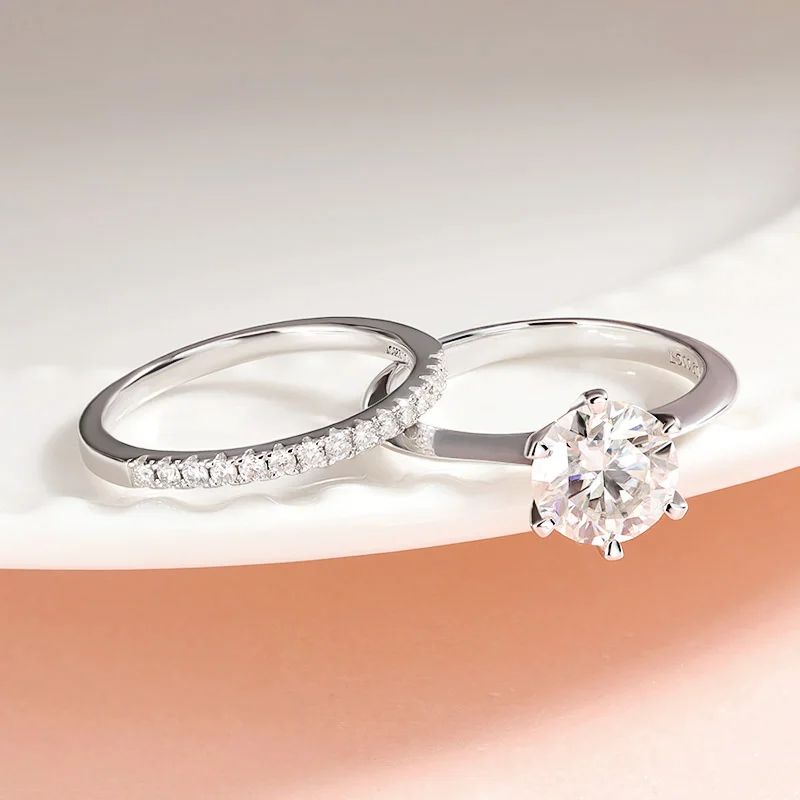 Smyoue 0.23-2.23CTTW Full Moissanite Wedding Rings for Women Sets Couple Rings 100% 925 Sterling Silver Top Quality Jewelry GRA 2