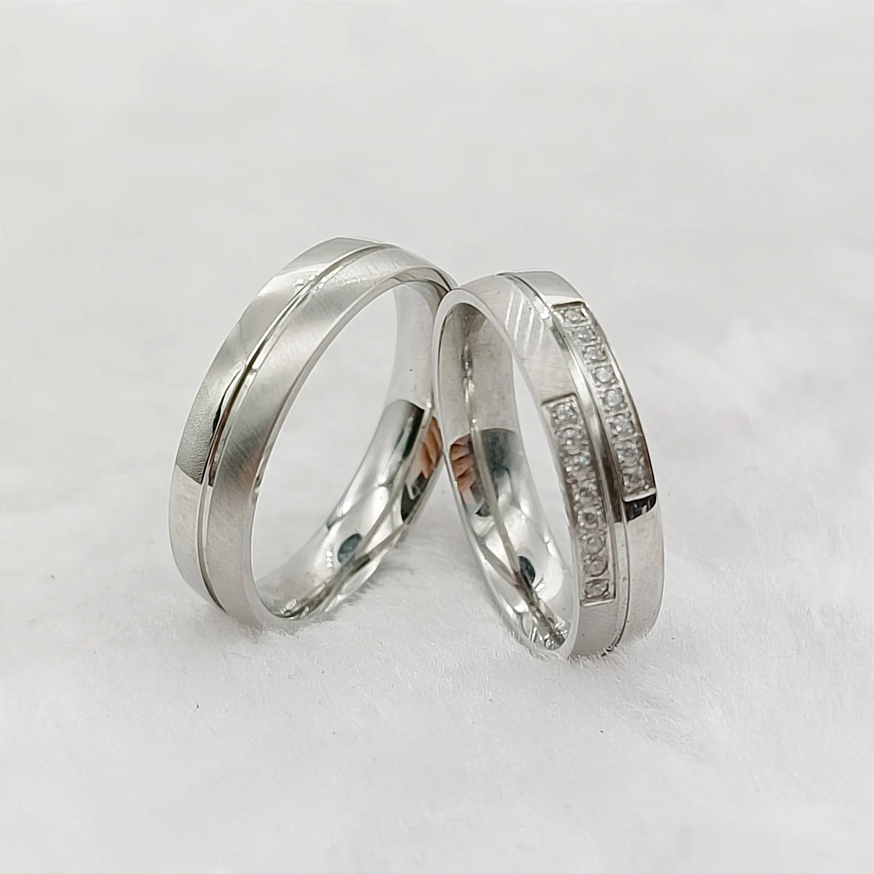 Cubic Zirconia Couple Wedding Rings Silver Cubic Zirconia Wedding