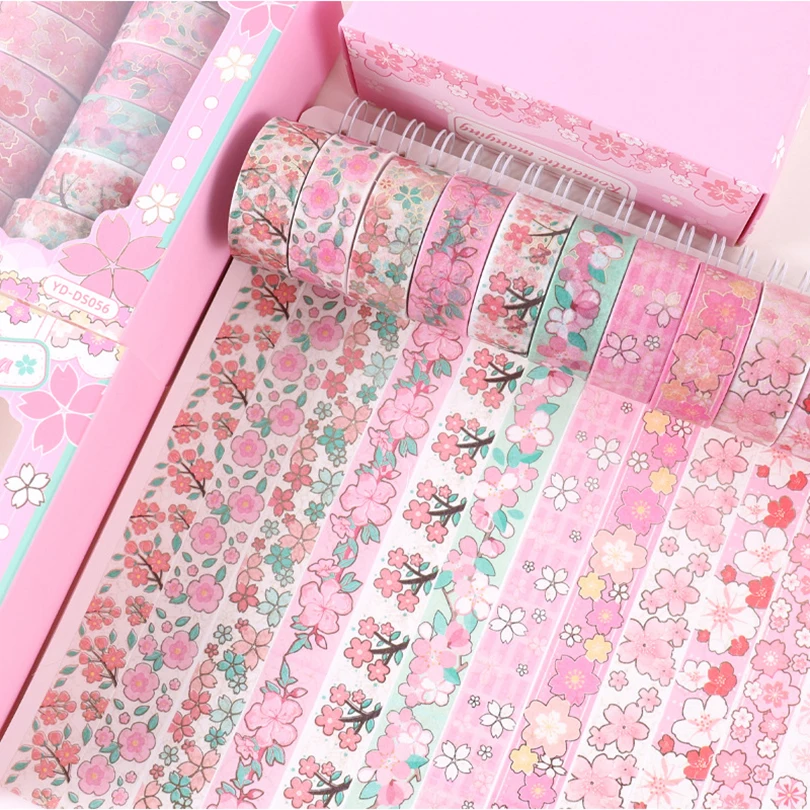 12Pcs Sakura Washi Tape Scrapbooking Supplies Masking Tape Cinta Adhesiva Decorativa School Supplies Diary Decoration Washitape 2