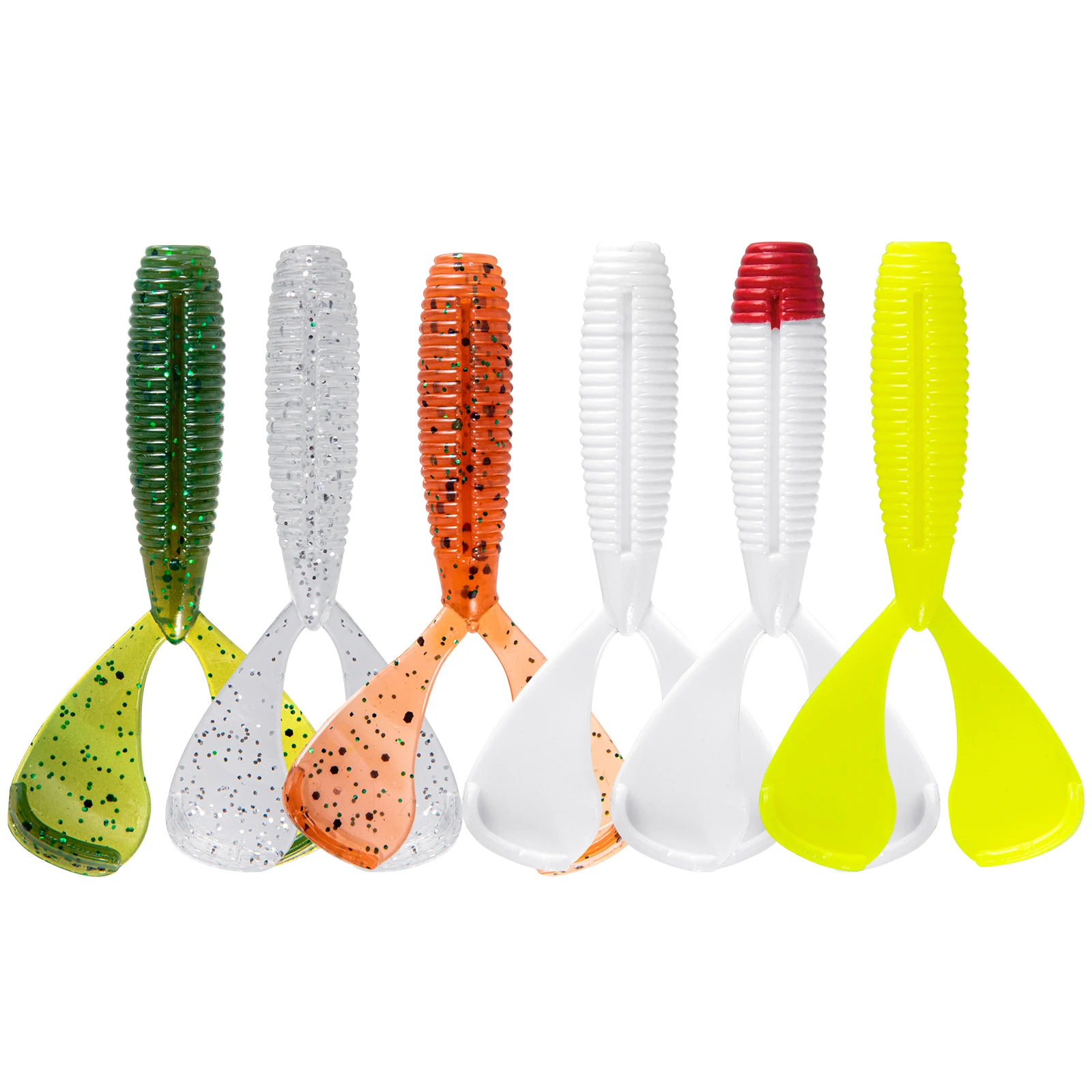 7 Esca Soft Glow In The Dark Fat Scampi Twin Tail Perch Grub – Per Pesca In Mare E Acqua Dolce
