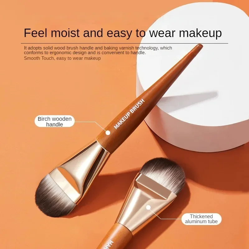 Pennello Professionale per Trucco a Testa Piatta, Pennello Ultra Sottile per Fondotinta e Correttore, Pennello per Fondotinta Liquido, Pennello per Base Viso, Strumenti per il Make-up - immagine 3